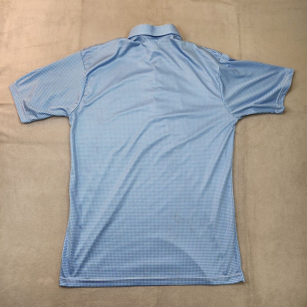 Collars & Co Dress Collar Polo Shirt Men's L‎ Blue Gingham Short Sleeve Stretch - Picture 4 of 4